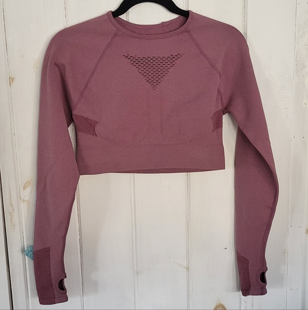 Adore Me Mauve Pink Longsleeve Crop Athletic Top